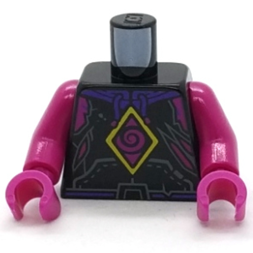 Torse, jaune clair brillant/symbole de diamant magenta, armure argent motif imprimé, bras et mains magenta (Torso, Bright Light Yellow/Magenta Diamond Symbol, Silver Armor Print, Magenta Arms and Hands)