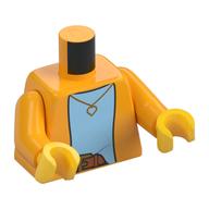 Veste de torse sur le modèle imprimé de sous-vêtement bleu clair, bras orange clair vif, mains jaunes (Torso Jacket Over Light Blue Undershirt Print, Bright Light Orange Arms, Yellow Hands)