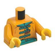 Torse, veste tang, lacets turquoise foncé, motif imprimé ceinture, bras orange clair vif, mains jaunes (Torso, Tang Jacket, Dark Turquoise Laces, Belt Print, Bright Light Orange Arms, Yellow Hands)