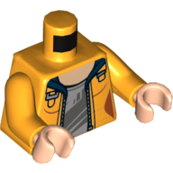 Visuel indicatif Rebrickable de Veste torse avec fermeture à glissière sur gris modèle imprimé, bras orange clair vif, mains nougat clair (Torso Jacket with Zipper over Gray Undershirt Print, Bright Light Orange Arms, Light Nougat Hands)
