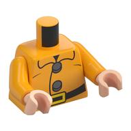 Visuel indicatif Rebrickable de Torse, ceinture noire, boucle de ceinture orange clair lumineux, motif imprimé de boutons argentés, bras orange clair vif, mains nougat clair (Torso, Black Belt, Bright Light Orange Belt Buckle, Silver Buttons Print, Bright Light Orange Arms, Light Nougat Hands)