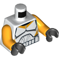 Visuel indicatif Rebrickable de Armure de soldat de clone de torse avec des marques orange clair vif motif imprimé, bras orange clair vif, mains noires (Torso Clone Trooper Armor with Bright Light Orange Markings Print, Bright Light Orange Arms, Black Hands)