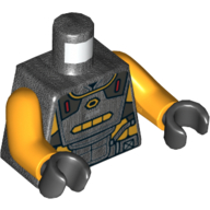 Armure de torse avec plaques d'argent et orange clair vif, et motif imprimé 'AIM', bras orange clair vif, mains noires (Torso Armor with Silver and Bright Light Orange Plates, and 'AIM' Print, Bright Light Orange Arms, Black Hands)
