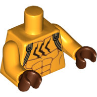 Torse, muscles brun foncé sangles, griffes marques motif imprimé, bras orange clair vif, mains brun rougeâtre (Torso, Muscles Dark Tan Straps, Claw Marks Print, Bright Light Orange Arms, Reddish Brown Hands)