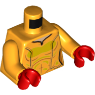 Visuel indicatif Rebrickable de Torse, corps, Muscles, motif : chemise, Orange clair vif, mains rouges (Torso, Bodysuit, Muscles, Shirt Print, Bright Light Orange, Red Hands)