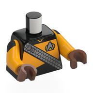 Torse, insigne de starfleet argenté, baldric klingon argenté, panneau orange clair vif (uniforme de starfleet) imprimé, bras orange clair vif, mains brun moyen (Torso, Silver Starfleet Insignia, Silver Klingon Baldric, Bright Light Orange Panel (Starfleet Uniform) Print, Bright Light Orange Arms, Medium Brown Hands)