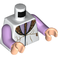 Visuel indicatif Rebrickable de Torse, robe, Col marron foncé/rougeâtre, Motif imprimé sous-chemise lavande, bras lavande, mains nougat clair (Torso, Robe, Dark Tan/Reddish Brown Collar, Lavender Undershirt Print, Lavender Arms, Light Nougat Hands)