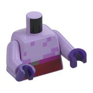 Visuel indicatif Rebrickable de Torse, poitrine pixellisée, ceinture magenta, motif : pantalon rouge foncé, bras lavande, mains pourpre foncé (Torso, Pixelated Chest, Magenta Belt, Dark Red Pants Print, Lavender Arms, Dark Purple Hands)
