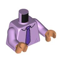 Torse, chemise, cravate à pois violet foncé, bras lavande, mains nougat (Torso, Shirt, Dark Purple Dotted Tie, Lavender Arms, Nougat Hands)