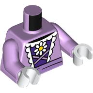 Torse, robe, lacets de garniture blanche, chemise pourpre foncé, motif imprimé de fleurs, bras lavande, mains blanches (Torso, Dress, White Trim Laces, Dark Purple Shirt, Flower Print, Lavender Arms, White Hands)