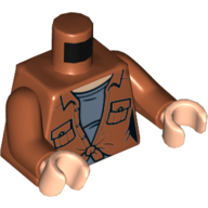 Visuel indicatif Rebrickable de Torse, chemise, poches, noué au milieu, motif imprimé sous-chemise bleu sable, bras orange foncé, mains nougat clair (Torso, Shirt, Pockets, Tied at Midriff, Sand Blue Undershirt Print, Dark Orange Arms, Light Nougat Hands)