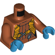 Visuel indicatif Rebrickable de Torse, costume de vol, sangles, boucles, poches zippées motif imprimé, bras orange foncé, mains azur foncé (Torso, Flight Suit, Straps, Buckles, Zipper Pockets Print, Dark Orange Arms, Dark Azure Hands)