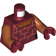 Visuel indicatif Rebrickable de Torse, gilet, brique Motif imprimé au mur, bras orange foncé, mains rouge foncé (Torso, Vest, Brick Wall Print, Dark Orange Arms, Dark Red Hands)
