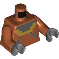 Visuel indicatif Rebrickable de Torse, pixélisé gris bleuté foncé et jaune carrés imprimés motif, bras orange foncé, mains gris bleuté foncé (Torso, Pixelated Dark Bluish Gray and Yellow Squares Print, Dark Orange Arms, Dark Bluish Gray Hands)