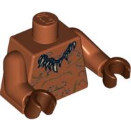 Visuel indicatif Rebrickable de Torse, Tatouages avec Animal Dent Collier motif imprimé, bras orange foncé, mains brun rougeâtre (Torso, Tattoos with Animal Tooth Necklace Print, Dark Orange Arms, Reddish Brown Hands)