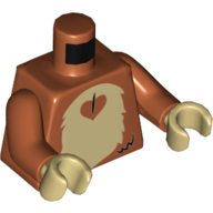 Visuel indicatif Rebrickable de Torse, Fourrure Singe Estomac, beige motif imprimé, bras orange foncé, mains beiges (Torso, Fur Monkey Stomach, Tan Print, Dark Orange Arms, Tan Hands)