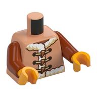 Torse, manteau, fourrure blanche épaisse, lacets beige, motif imprimé boutons orange foncé, bras orange foncé, mains orange clair vif (Torso, Coat, Thick White Fur, Tan Laces, Dark Orange Buttons Print, Dark Orange Arms, Bright Light Orange Hands)