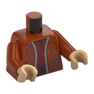 Torse, Veste, Fourrure beige foncée, Chemise rouge foncé, Motif imprimé ceinture, bras orange foncé, mains beige chaud (Torso, Jacket, Dark Tan Fur, Dark Red Shirt, Belt Print, Dark Orange Arms, Warm Tan Hands)