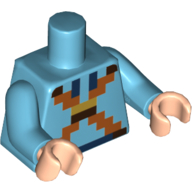 Visuel indicatif Rebrickable de Torse, Motif imprimé Bracelets orange foncé pixelisé, bras azur moyen, mains nougat clair (Torso, Pixelated Dark Orange Straps Print, Medium Azure Arms, Light Nougat Hands)