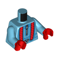 Torse, combinaison, fermeture à glissière, rouge sangles motif imprimé, bras azur moyen, mains rouges (Torso, Jumpsuit, Zipper, Red Straps Print, Medium Azure Arms, Red Hands)