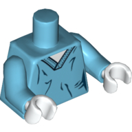 Visuel indicatif Rebrickable de Torse, V-cou gommage avec rides motif imprimé (chirurgien), bras azur moyen, mains blanches (Torso, V-Neck Scrubs with Wrinkles Print (Surgeon), Medium Azure Arms, White Hands)