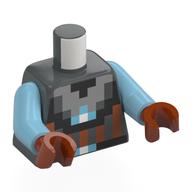 Visuel indicatif Rebrickable de Torse, sentinelle de l'espace, collier argenté pixélisé, motif : rayures orange foncé, bras azur moyen, mains orange foncé (Torso, Space Sentinel, Pixelated Silver Collar, Dark Orange Stripes Print, Medium Azure Arms, Dark Orange Hands)
