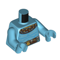 Torse, collier de perles tribales, motif imprimé de tissu de longe, bras et mains azur moyen (Torso, Tribal Beads Necklace, Loin Cloth Print, Medium Azure Arms and Hands)