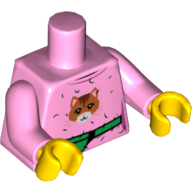 Torse, Cupcake sur cœur et étoiles motif imprimé, bras rose vif, mains jaunes (Torso, Cupcake over Heart and Stars Print, Bright Pink Arms, Yellow Hands)