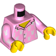 Visuel indicatif Rebrickable de Torse, haut en pyjama avec motif imprimé lapin / lapin, bras rose vif, mains nougat clair (Torso, Pajama Top with Rabbit / Bunny Print, Bright Pink Arms, Light Nougat Hands)