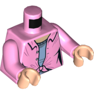 Visuel indicatif Rebrickable de Torse, chemise, noué, sur motif imprimé lavande, bras rose vif, mains nougat clair (Torso, Shirt, Knotted, over Lavender Undershirt Print, Bright Pink Arms, Light Nougat Hands)