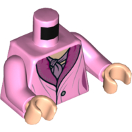 Visuel indicatif Rebrickable de Torse, robe avec col rose foncé et motif imprimé Mauve écharpe (Queenie Goldstein), bras rose vif, mains nougat clair (Torso, Dress with Dark Pink Collar and Mauve Scarf Print (Queenie Goldstein), Bright Pink Arms, Light Nougat Hands)