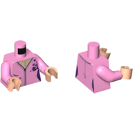 Visuel indicatif Rebrickable de Torse, veste avec des étoiles violet foncé, nougat clair cou avec collier motif imprimé, bras rose vif, mains nougat clair (Torso, Jacket with Dark Purple Stars, Light Nougat Neck with Necklace Print, Bright Pink Arms, Light Nougat Hands)