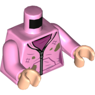 Torse, pull, fermeture à glissière, chemise rose foncé, motif imprimé sale et en lambeaux, bras rose vif, mains nougat clair (Torso, Sweater, Zipper, Dark Pink Shirt, Dirty and Tattered Print, Bright Pink Arms, Light Nougat Hands)