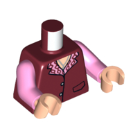 Visuel indicatif Rebrickable de Torse, Veste, Motif imprimé col rose vif, bras rose vif, mains nougat clair (Torso, Jacket, Bright Pink Collar Print, Bright Pink Arms, Light Nougat Hands)