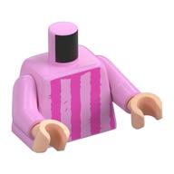 Visuel indicatif Rebrickable de Torse, motif imprimé rayures rose foncé, bras rose vif, mains nougat clair (Torso, Dark Pink Stripes Print, Bright Pink Arms, Light Nougat Hands)