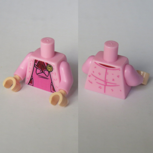 Torse, Veste avec motif imprimé robe rose foncé (Dolores Umbridge), bras rose vif, mains nougat clair (Torso, Jacket with Dark Pink Dress Print (Dolores Umbridge), Bright Pink Arms, Light Nougat Hands)
