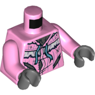 Visuel indicatif Rebrickable de Torse, chemise de nuit, déchiré, ruban bleu motif imprimé (grand-mère loup), bras rose vif, mains gris bleuté foncé (Torso, Nightgown, Torn, Blue Ribbon Print (Grandma Wolf), Bright Pink Arms, Dark Bluish Gray Hands)