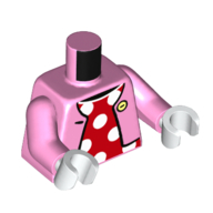 Torse, veste, maillot de corps rouge avec des taches blanches motif imprimé, bras rose vif, mains blanches (Torso, Jacket, Red Undershirt with White Spots Print, Bright Pink Arms, White Hands)