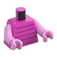Torse, gilet, rayures violet foncé motif imprimé (piglet), bras et mains rose vif (Torso, Vest, Dark Purple Stripes Print (Piglet), Bright Pink Arms and Hands)
