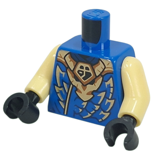 Torse, Ninja robe, écailles d'or, motif imprimé dragon, bras jaune clair vif, mains noires (Torso, Ninja Robe, Gold Scales, Dragon Print, Bright Light Yellow Arms, Black Hands)
