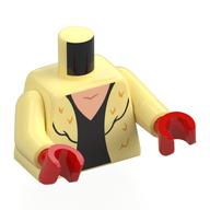 Torse, manteau de fourrure, motif : chemise noire, bras jaune clair vif, mains rouges (Torso, Fur Coat, Black Shirt Print, Bright Light Yellow Arms, Red Hands)