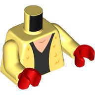 Visuel indicatif Rebrickable de Torse, manteau de fourrure, modèle imprimé chemise noire, bras jaune clair vif, mains rouges (Torso, Fur Coat, Black Shirt Print, Bright Light Yellow Arms, Red Hands)