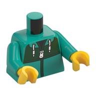 Torse, sweat à capuche, fermeture à glissière blanche, lacets, panneau vert foncé, motif imprimé chemise noire, bras turquoise foncé, mains jaunes (Torso, Hoodie, White Zipper, Laces, Dark Green Panel, Black Shirt Print, Dark Turquoise Arms, Yellow Hands)