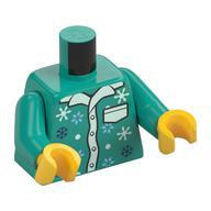 Torse, chemise pyjama, col, poche et motif imprimé flocons de neige, bras turquoise foncé, mains jaunes (Torso, Pajama Shirt, Collar, Pocket, and Snowflakes Print, Dark Turquoise Arms, Yellow Hands)