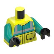 Torse, veste de sécurité avec poches, motif imprimé panneau turquoise foncé, bras turquoise foncé, mains noires (Torso, Safety Jacket with Pockets, Dark Turquoise Panel Print, Dark Turquoise Arms, Black Hands)
