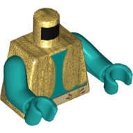 Visuel indicatif Rebrickable de Torse, gilet avec poitrine nue, patchs sur le pantalon haut motif imprimé, bras et mains turquoise foncé (Torso, Vest with Bare Chest, Patches on Pants Top Print, Dark Turquoise Arms and Hands)