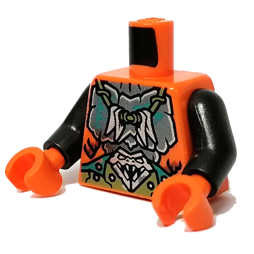 Torse, armure, argent pendentif imprimé, bras gris foncé nacré, mains orange (Torso, Armour, Silver Pendant Print, Pearl Dark Gray Arms, Orange Hands)