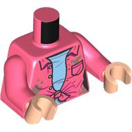 Visuel indicatif Rebrickable de Torse, chemise nouée, chemise bleu clair lumineux, taches de saleté motif imprimé, bras corail, mains nougat clair (Torso, Knotted Shirt, Bright Light Blue Shirt, Dirt Stains Print, Coral Arms, Light Nougat Hands)