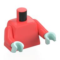 Visuel indicatif Rebrickable de Torse, bras corail, mains vert d’eau clair (Torso, Coral Arms, Light Aqua Hands)