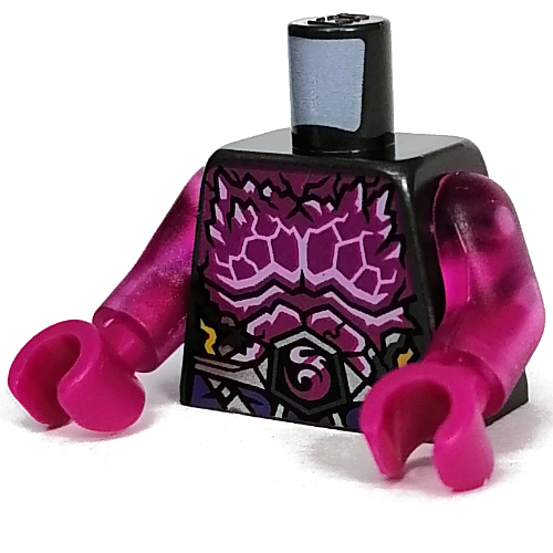 Torse, poitrine nue, détails magenta, cristaux, ceinture à ceinture violet foncé motif imprimé, bras rose foncé transparent, mains magenta (Torso, Bare Chest, Magenta Details, Crystals, Dark Purple Sash Belt Print, Trans-Dark Pink Arms, Magenta Hands)